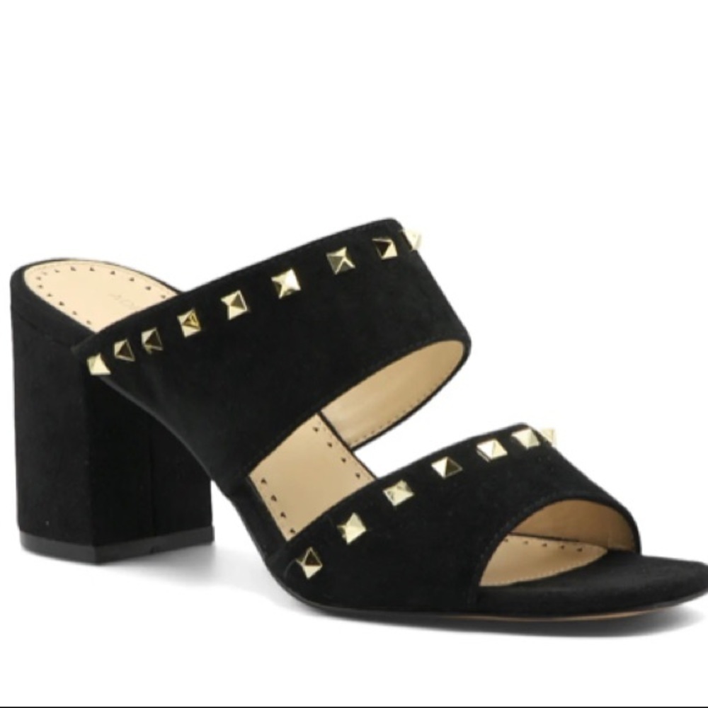 Adrienne Vittadini Anisette Studded Block Heel Mule Sandal In Black - Picture 1 of 7